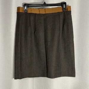 Ann Taylor Loft 8P brown ribbon waisted gray Skirt.